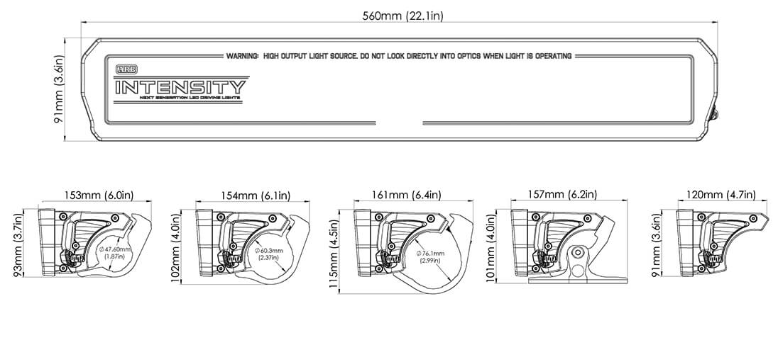 ARB INTENSITY（インテンシティ）LEDライトバーAR40 V2 寸法図